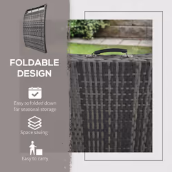 Outsunny Folding Rattan Sun Lounger with Cushion and Pillow, Grey - Additional view 5