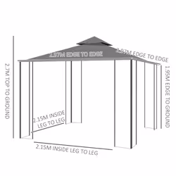 Outsunny 3 x 3(m) Patio Gazebo Canopy Garden Pavilion with 2 Tier Roof, Grey - Additional view 4