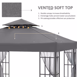 Outsunny 3 x 3(m) Patio Gazebo Canopy Garden Pavilion with 2 Tier Roof, Grey - Additional view 5