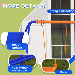 Outsunny 4 in 1 Metal Kids Swing Set w/ Double Swings, Glider, Slide, Ladder - Additional view 4