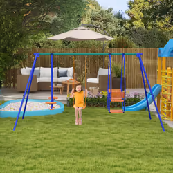 Outsunny 3 in 1 Metal Kids Swing Set with Swing, Glider, Rocking Chair