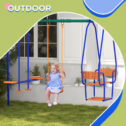 Outsunny 3 in 1 Metal Kids Swing Set with Swing, Glider, Rocking Chair - Additional view 4