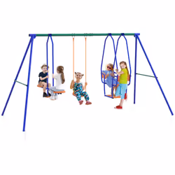 Outsunny 3 in 1 Metal Kids Swing Set with Swing, Glider, Rocking Chair - Additional view 8