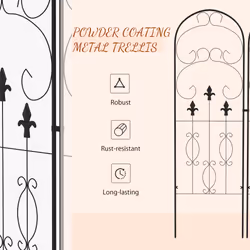 Outsunny Set of 2 Metal Trellis for Climbing Plants, Scrolls Design, 45 x 150cm - Additional view 5