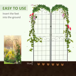 Outsunny Set of 2 Metal Trellis for Climbing Plants, Floral Design, 50 x 180cm