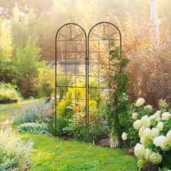 Outsunny Set of 2 Metal Trellis for Climbing Plants, Grid Design, 50 x 180cm