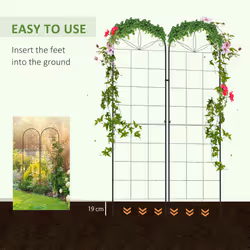 Outsunny Set of 2 Metal Trellis for Climbing Plants, Grid Design, 50 x 180cm