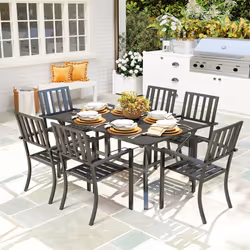 Outsunny 7 Pieces Patio Dining Set with Umbrella Hole, for Poolside, Garden