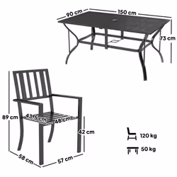Outsunny 7 Pieces Patio Dining Set with Umbrella Hole, for Poolside, Garden