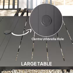 Outsunny 7 Pieces Patio Dining Set with Umbrella Hole, for Poolside, Garden - Additional view 4
