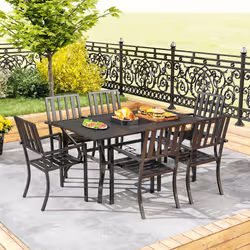 Outsunny 7 Pieces Patio Dining Set with Umbrella Hole, for Poolside, Garden - Additional view 6