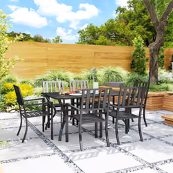 Outsunny 7 Pieces Patio Dining Set with Umbrella Hole, for Poolside, Garden - Additional view 8
