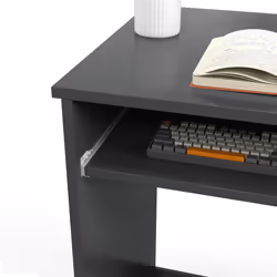 HOMCOM Compact Computer Table w/ Keyboard Tray Drawer Study Office Work, Grey - Additional view 6