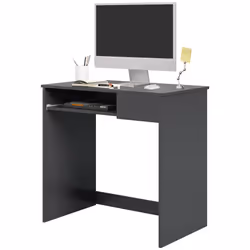 HOMCOM Compact Computer Table w/ Keyboard Tray Drawer Study Office Work, Grey - Additional view 8