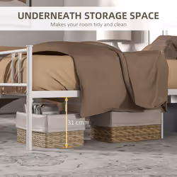 HOMCOM Double Metal Bed Frame w/ Headboard & Footboard, Underbed Storage Space