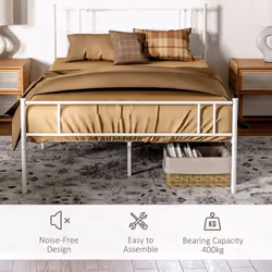 HOMCOM Double Metal Bed Frame w/ Headboard & Footboard, Underbed Storage Space