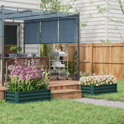 Outsunny Set of 2 Raised Garden Bed Galvanised Planter Box, Green