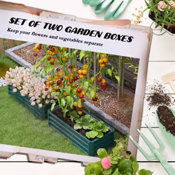 Outsunny Set of 2 Raised Garden Bed Galvanised Planter Box, Green