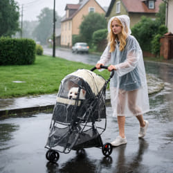 PawHut Dog Stroller for XS Dogs, S Dogs, Cats with Rain Cover - Khaki