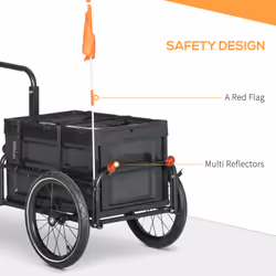 HOMCOM Bicycle Trailer with Foldable Storage Box and Pneumatic Tyres, Black - Additional view 5