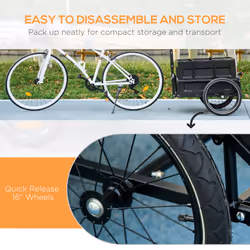 HOMCOM Bicycle Trailer with Foldable Storage Box and Pneumatic Tyres, Black - Additional view 6