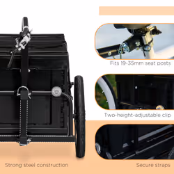 HOMCOM Bicycle Trailer with Foldable Storage Box and Pneumatic Tyres, Black - Additional view 7