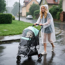 PawHut Dog Stroller for XS Dogs, S Dogs, Cats with Rain Cover - Green