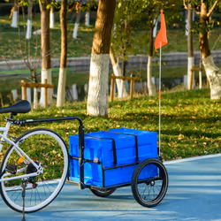 HOMCOM Bicycle Trailer with Foldable Storage Box and Pneumatic Tyres, Blue