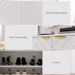 HOMCOM Shoe Cabinet with 2 Chevron Doors, Adjustable Shelf for 12 Pairs - Additional view 5