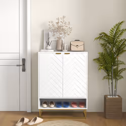 HOMCOM Shoe Cabinet with 2 Chevron Doors, Adjustable Shelf for 12 Pairs - Additional view 7
