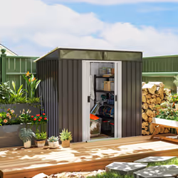 Outsunny 6.5x4FT Garden Shed Lockable Metal Tool Shed Grey
