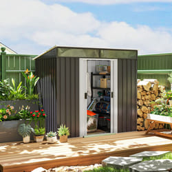 Outsunny 6.5x4FT Garden Shed Lockable Metal Tool Shed Grey