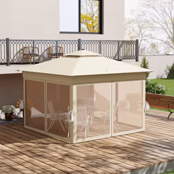 Outsunny 3x3(m) Pop Up Gazebo w/ Solar-Powered LED Lights Netting Khaki - Additional view 5