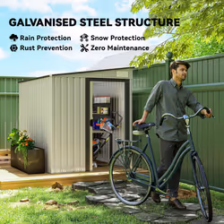 Outsunny 7 x 5FT Garden Shed w/ Foundation Lean to Metal Tool Shed White