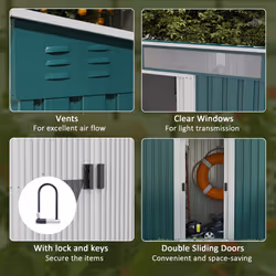 Outsunny 6.5x4FT Garden Shed Lockable Metal Tool Shed Green - Additional view 5
