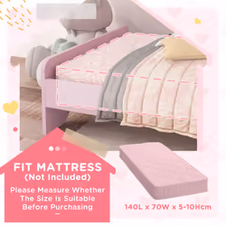 ZONEKIZ Toddler Bed Frame Cat Design Kids Bed with Guardrails - Pink - Additional view 6