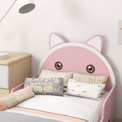 ZONEKIZ Toddler Bed Frame Cat Design Kids Bed with Guardrails - Pink - Additional view 7