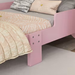 ZONEKIZ Toddler Bed Frame Cat Design Kids Bed with Guardrails - Pink - Additional view 8