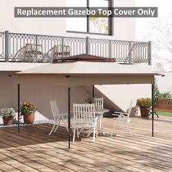 Outsunny 3.25mx3.25m 2-Tier Gazebo Cover Replacement, 30+ UV Protection, Beige