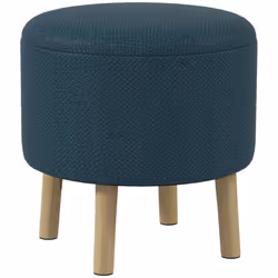 HOMCOM Storage Ottoman, Round Stool Chair with Cushioned Top, Blue - Additional view 6