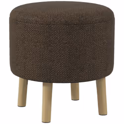 HOMCOM Storage Ottoman, Round Stool Chair with Cushioned Top, Brown - Additional view 6