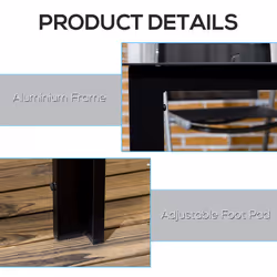 Outsunny Outdoor Dining Table for 6 Patio Table with Glass Tabletop Black - Additional view 4