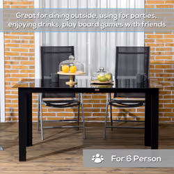 Outsunny Outdoor Dining Table for 6 Patio Table with Glass Tabletop Black - Additional view 5