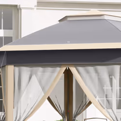 Outsunny 3x4m Hexagon Gazebo w/ Mesh Curtains Outdoor Garden, Khaki - Additional view 5