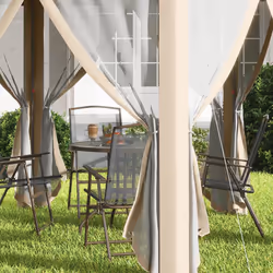 Outsunny 3x4m Hexagon Gazebo w/ Mesh Curtains Outdoor Garden, Khaki - Additional view 7