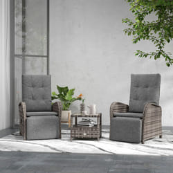Outsunny 3 Pieces Rattan Bistro Set with Cushions for Outdoor, Brown