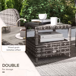 Outsunny 3 Pieces Rattan Bistro Set with Cushions for Outdoor, Brown - Additional view 4