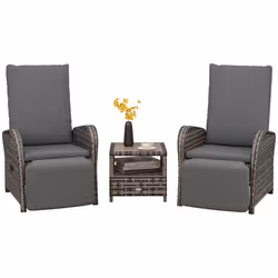 Outsunny 3 Pieces Rattan Bistro Set with Cushions for Outdoor, Brown - Additional view 8