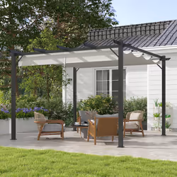Outsunny 3x3(m) Pergola Gazebo Sun Shade Shelter Aluminium Garden Canopy, Grey