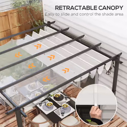 Outsunny 3x3(m) Pergola Gazebo Sun Shade Shelter Aluminium Garden Canopy, Grey